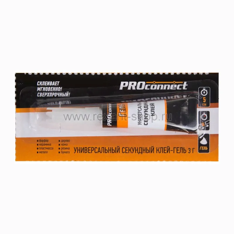 Универсальный секундный клей-гель "PROconnect" (3гр) на мульти-карте, (12!) 61-0910