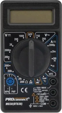 Мультиметр цифровой PROconnect M838 портативный [13-3013]-0